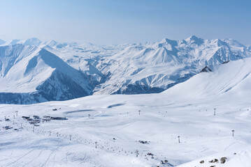 Winter panorama of Gudauri ski resort, Georgia