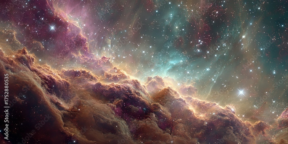 Wall mural cosmic explosion of light and color in vast universe capturing the essence of deep space exploration