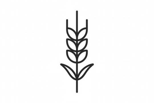 Wheat grain ear outline icon representing agriculture, food, and harvest with transparent background