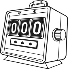 Vintage counter device with three flip digits displaying zero odds gambling machine concept isolated on transparent background