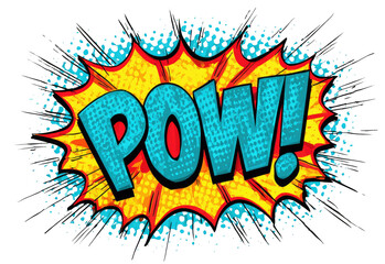 Dynamic comic book explosion with retro POW! typography for impactful design use