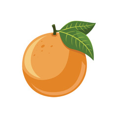 Illustration of Whole Orange Fruit with Green Leaves Isolated on White Background for Healthy Food and Organic Design