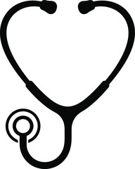 A black stethoscope isolated on a white background, health care and medical equipment concept image