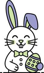 Vector art of happy easter bunny holding egg, spring celebration