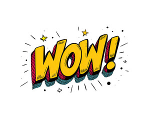 Colorful 'WOW!' comic expression pops with dynamic retro energy and vivid excitement