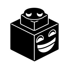 funny meme face lego block style vector art character illustration