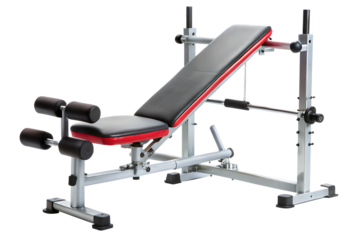 Gym machine or Adjustable Workout weight bench isolated on white background ,PNG.AI Generated.