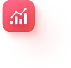 Soft 3D Red Analytics Chart Icon