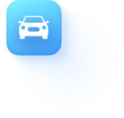 Soft 3D Blue Car Icon