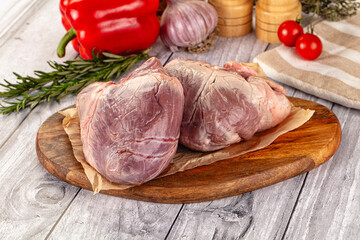 Uncooked raw fresh pork heart