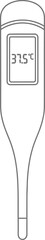 A digital thermometer displaying a temperature of thirty seven point five degrees celsius outline style