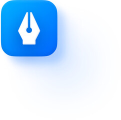 Soft 3D Blue Fountain Pen Icon