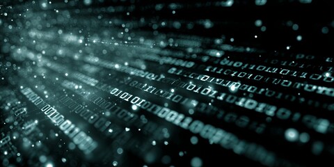 Obraz premium Futuristic Digital Interface with Binary Code and Abstract Patterns for Technology Background or Graphic Design Projects
