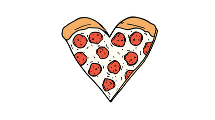 Heart Shaped Pepperoni Pizza Slice Illustration