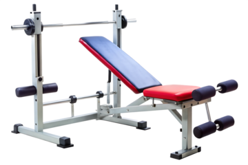 Gym machine or Adjustable Workout weight bench isolated on white background ,PNG.AI Generated.