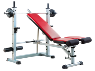 Gym machine or Adjustable Workout weight bench isolated on white background ,PNG.AI Generated.