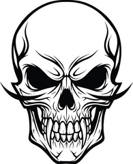 Fototapeta premium Fierce skeletal face with sharp teeth and intense eyes, a symbol of danger and mortality