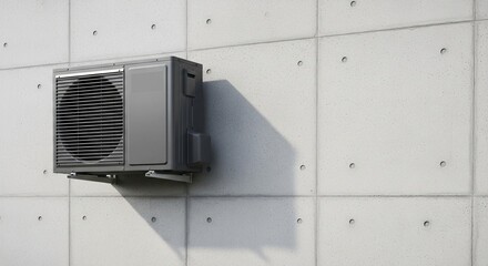 Fototapeta premium Heat pump on a modern concrete wall background