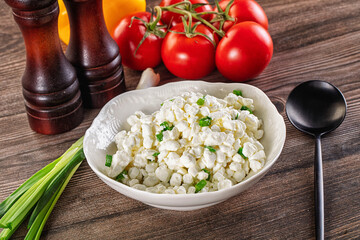 Cottage cheese with green onion