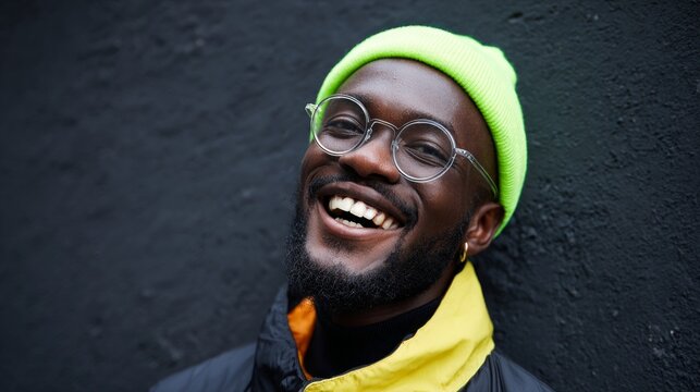 Man wearing yellow hat smiling.