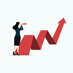 Businesswoman looking at growth arrow chart