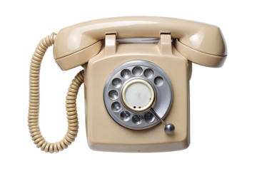 Vintage telephone top view. Old telephone with rotary dial isolated on white background ,PNG.AI Generated.