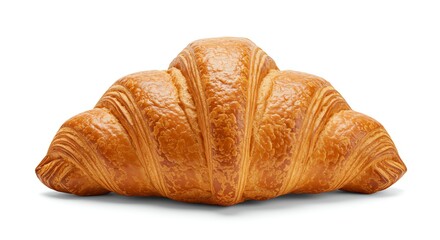 Golden Brown Croissant on White Background Freshly Baked Pastry