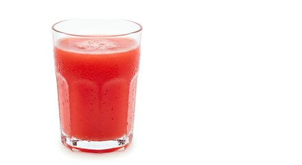 Red Fruit Juice in Clear Glass on White Background
