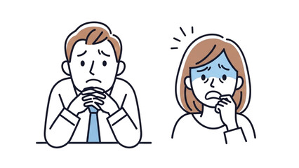 Worried People A Line Art Illustration of Anxiety and Concern in Individuals