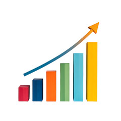 Colorful bar graph with upward-sloping arrow indicating progress and improvement