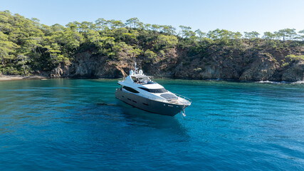 A modern yacht journey surrounded by endless blue sea and serenity.