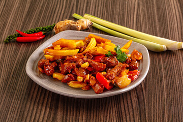 Roasted beef meat with vegetables