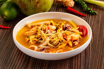 Thai spicy Tom Yam soup with prawn