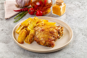 Baked chicken thighs with potatoes