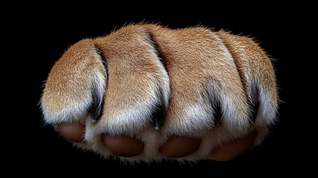 Detailed Close-Up of a Feline Paw with Extended Claws Against Bl