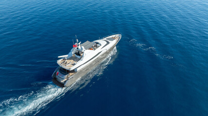 A modern yacht journey surrounded by endless blue sea and serenity