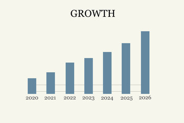 Business Growth Bar Chart Visualizing Increasing Performance and Success over Seven Years, Representing Positive Financial Development and Progress from 2020 to 2026

