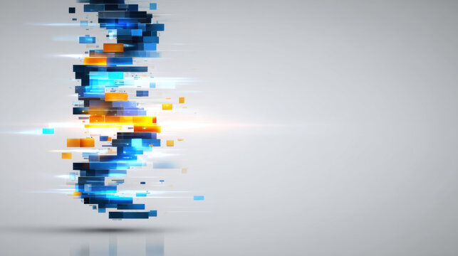 Code Editing - Abstract, A minimalist illustration of a DNA strand composed of abstract glowing blocks, with one block being subtly altered or replaced by a different color.