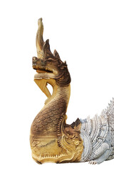 Golden Naga statue and ancient stucco art