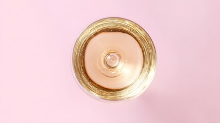 brut. Glass of rose sparkling wine on a pastel pink background, captured from above with soft shadows and studio lighting. bar promotions.