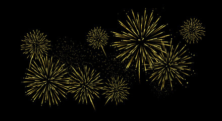 Golden celebration: an array of sparkling fireworks against a night sky backdrop