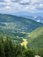 mountain landscape with trees and clouds, Tatras landscape national park 