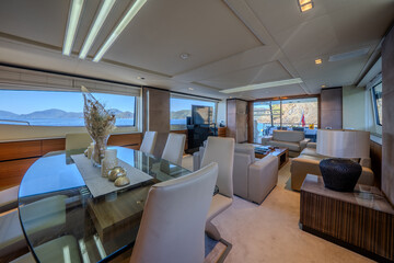Traditional Turkish Blue Cruise yacht interior architecture.