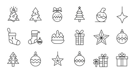 Minimalist Christmas icon set perfect for holiday design projects and decorations