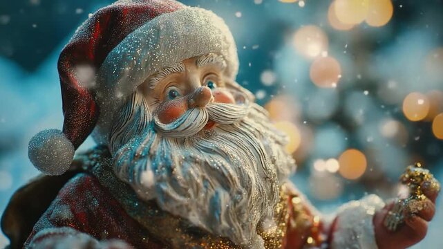 Close-up shot of a Santa Claus figurine, ideal for holiday-themed designs and Christmas promotions