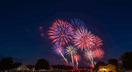 Spectacular fireworks display illuminating the night sky with vibrant colors