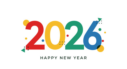 Vibrant and Modern 2026 New Year Design with Geometric Accents and Bold Colors