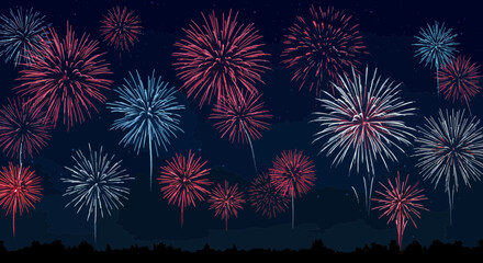 Vibrant fireworks illuminate the night sky, celebrating special occasions and festivities