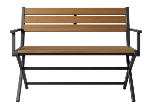 Folding garden bench for easy setup and storage in small outdoor spaces.