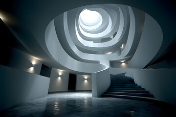 Obraz premium Modern Architectural Spiral Staircase in Contemporary Interior Design